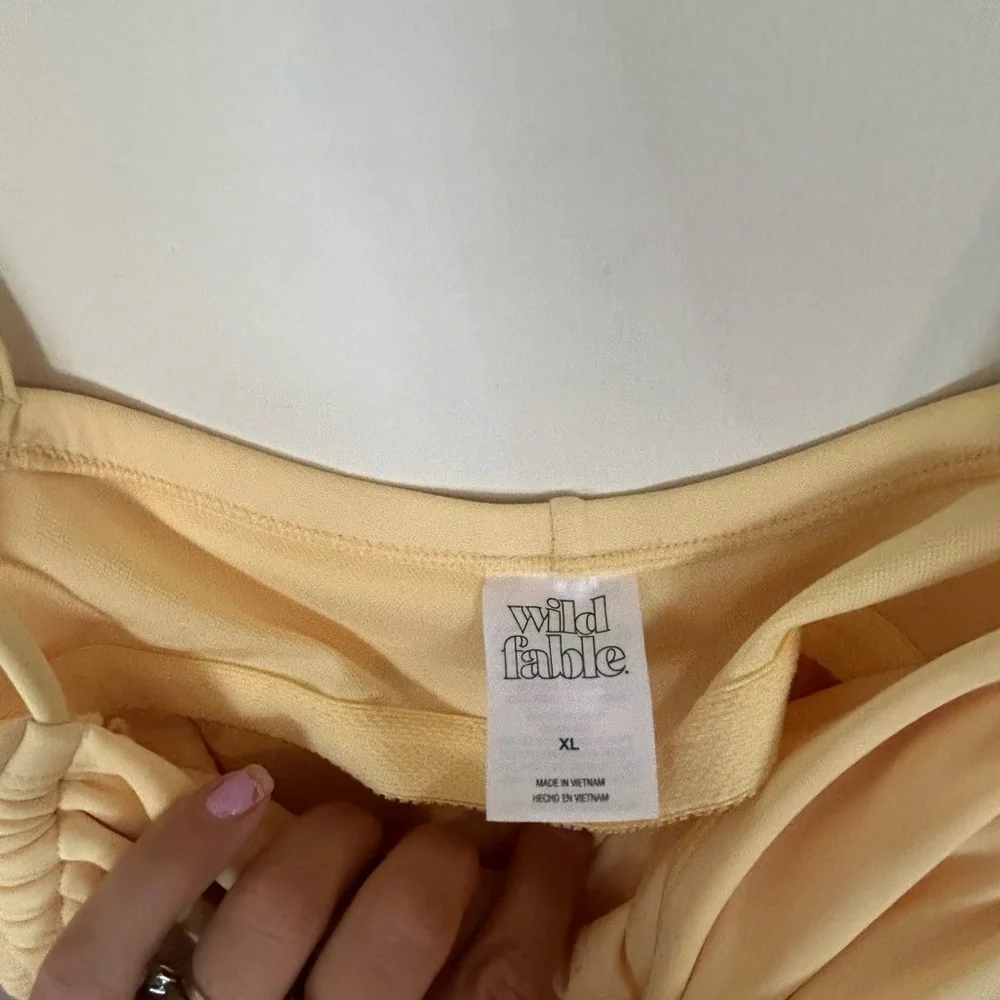 NWT XL Wild Fable Light Yellow Swimsuit Extra High Leg Cheeky